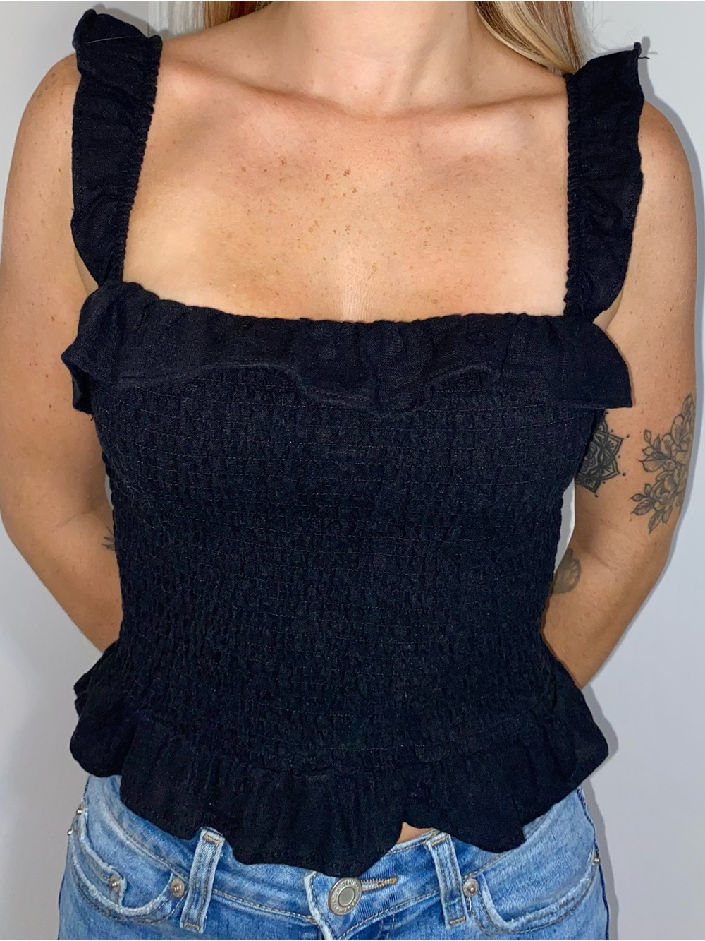 Aeropostale Black Smocked Ruffle Camisole - Picture 6 of 6